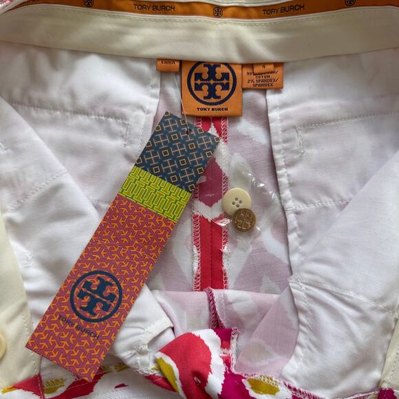 NWT Tory Burch Pink Diamond Print High Rise Flint Shorts Size 4 - Picture 5 of 8